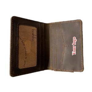 กระเป๋าสตางค์หนังวัวแท้ Napa ยี่ห้อ Boshiho แบบพับสองตอน สไตล์วินเทจ สลักลายด้วยเลเซอร์ พร้อมช่องใส่บัตร ปิดแบบเปิด สีดำ - Product Image 2