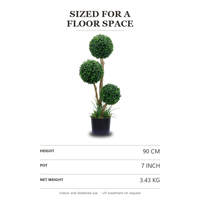 Arbre topiaire en buis artificiel | Plante en pot de feuilles de Milan à triple boule | Faux verdure décorative pour la maison et le jardin