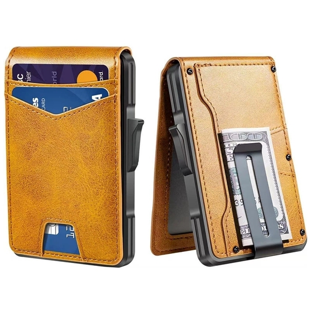 Hot Sale Carbon Fiber RFID Pop-up Card Case Credit Card Holder Leather Smart Aluminum Wallet