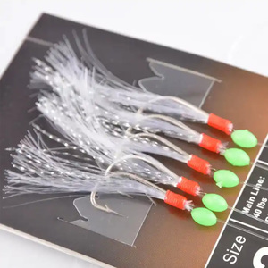 White <span class=keywords><strong>Hage</strong></span> skin sabiki Rig Real Fish Skin String Hooks Sabiki Rig para Sea Luminous Soft Shrimp - Product Image 4
