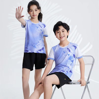 Jersey Bulu Tangkis Anak Custom Warna Ungu Muda Cetak Sublimasi Cepat Kering Bernapas Seragam Tim Tenis Meja Anak Laki-laki Perempuan