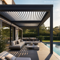 Pergola bioclimatique motorisée de luxe MEXIN en aluminium à lames orientables avec éclairage LED et chauffage pour jardin et extérieur
