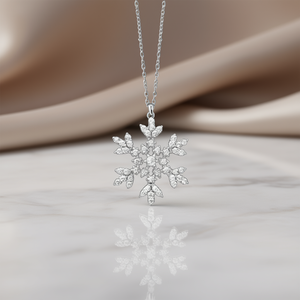 Pendentif flocon de neige en or blanc et cuivre, diamants taille brillant, sertissage à griffes, bijoux à thème classique, usage quotidien, modèle unisexe - Product Image 2