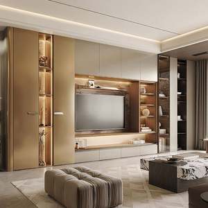 Mueble de TV LED Moderno con Soporte Integrado para Montaje en Pared para Sala de Estar y Uso en Hoteles, de Madera, Compatible con Televisores de +65 Pulgadas - Product Image 2