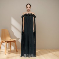 Haut de gamme fée robe de soirée 2025 printemps femme Sexy une épaule en trois dimensions fleur rosée dos pression robe plissée