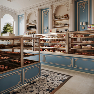 Vitrina de Madera Maciza Tallada para Exhibición de Pared, Estilo <span class=keywords><strong>Palacio</strong></span> Francés de Lujo, para Cafetería o Pastelería de Alta Gama - Product Image 6