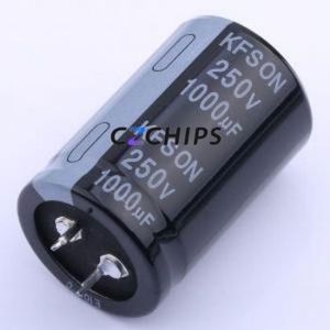 KN102M25030*45A <b>Snap</b>-in Aluminum Electrolytic Capacitor Through hole Component (THT),D30xL45mm 1000uF 20% 250V 30mm - Product Image 1