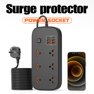 Prise de câble d'extension de multiprise électrique 6 prises de courant Extension de prise de courant Multi prise de courant parasurtenseur - Product Image 2