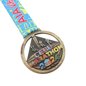 Medallas de Maratón Deportivas Modernas Personalizadas al por Mayor, Chapado en Bronce Antiguo, Imitación de Esmalte Duro, Color Irregular - Product Image 3