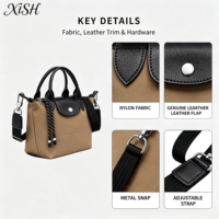 Tas Selempang Wanita Bahan Nylon Anti Air Dengan Aksen Kulit Asli Untuk Kerja, Perjalanan, Resale, Bisnis