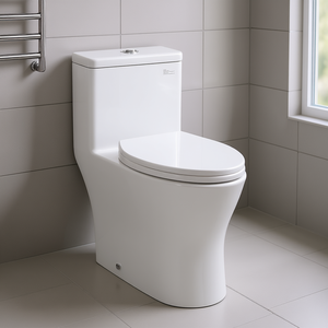 WC Monoblocco Bianco Argento Allungato con Doppio Scarico 1.0 GPF, Scarico a Sifone, Montaggio a Pavimento, Design Contemporaneo per Bagno - Product Image 2