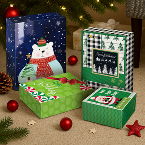 Cajas de regalo de cartón navideño de lujo Premium respetuosas con el medio ambiente, diseños de vacaciones impresos personalizados, regalo de Respuesta Rápida - Product Image 1