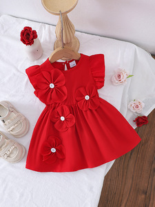 Nuovo Vestito Rosso per <span class=keywords><strong>Neonata</strong></span> con Ricami e Decorazioni Floreali per Occasioni Speciali - Product Image 6