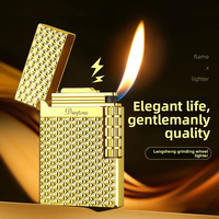 Briquet DEBANG anti-chute en alliage de zinc, rechargeable, coupe-vent, à flamme ouverte oblique, allumage latéral, support gaz butane