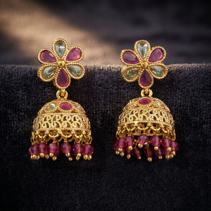 Grossistes de bijoux fantaisie en Inde Kanhai Jewels – Boucles d'oreilles ethniques Jhumki antiques pour femmes, plaqué or, sans nickel ni plomb - Product Image 6