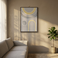 JZ Art mural rectangulaire abstrait 3D Art déco moderne de luxe en grès et LED, fait main, encadré, avec cadre en métal noir, pour bureau et salon