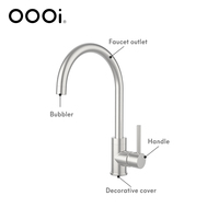Évier monotrou en laiton massif nickel brossé moderne Robinets d'eau chaude et froide Robinet d'évier de salle de bain