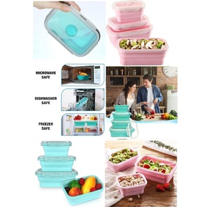 Bát Gấp Di Động Hộp Cơm Trưa Bằng Silicon Du Lịch Có Thể Gập Lại Nén Lưu Trữ Thực Phẩm <span class=keywords><strong>Container</strong></span> Silicone Chịu Nhiệt Dã Ngoại - Product Image 2