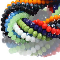 Déstockage Perles Rondelles Facettées en Cristal Plaqué AB 8x6mm Orange Bleu Jaune Violet Rose pour la Fabrication de Bijoux et Bracelets