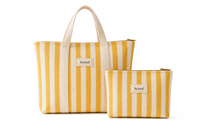 Sac fourre-tout en toile rayée bleu marine durable et pochette assortie – Sac à main en coton à rayures esthétiques, grande capacité, sac de courses réutilisable