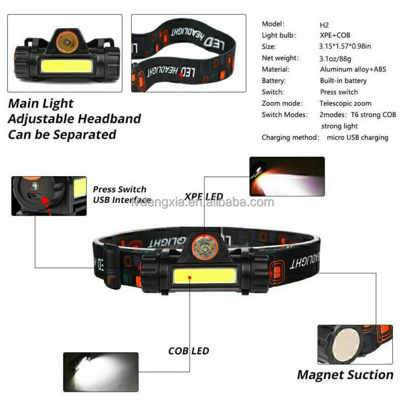 LAMPE FRONTALE LED COB 10 Modes Lampe Frontale Rechargeable Zoomable Avec Voy OB LAMPE FRONTALE LED COB 10 Modes Lampe Frontale Rechargeable Zoomable Avec Voy OB