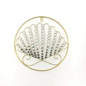 Decorative Faux Pearls Gems Acrylic Crystal Shell 3D Metal Wall Shell Art Decor