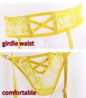 Ensemble de Lingerie Féminine de Luxe Trois Pièces avec Soutien-Gorge à Armatures, Dentelle et Jarretelles Transparentes – Qualité Supérieure, Effet Galbant et Sexy