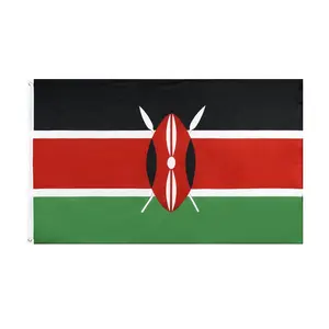 准备装运100% 聚酯3x5ft库存工厂印刷肯尼亚肯尼亚国旗