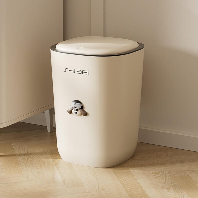 สีขาวครีม ขนาดกลาง [ฝาเปิด-ปิด] พร้อมสติกเกอร์หัวสุนัขฟรี