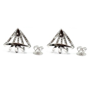 Boucles d'oreilles Solitaire, bijoux d'usine, or blanc 18k, bijoux en diamant de haute qualité, forme de Triangle, boucles d'oreilles pour dame - Product Image 3