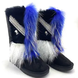 Bottes en laine véritable pour homme et femme, chaussures de ski antidérapantes pour la saint-valentin et le nouvel an