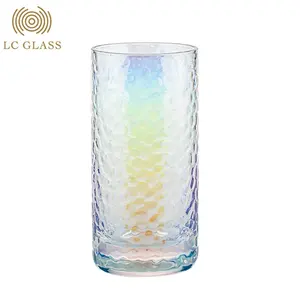 2020 popular Straight round shape drinking water glass cup colorful & amber & gold
