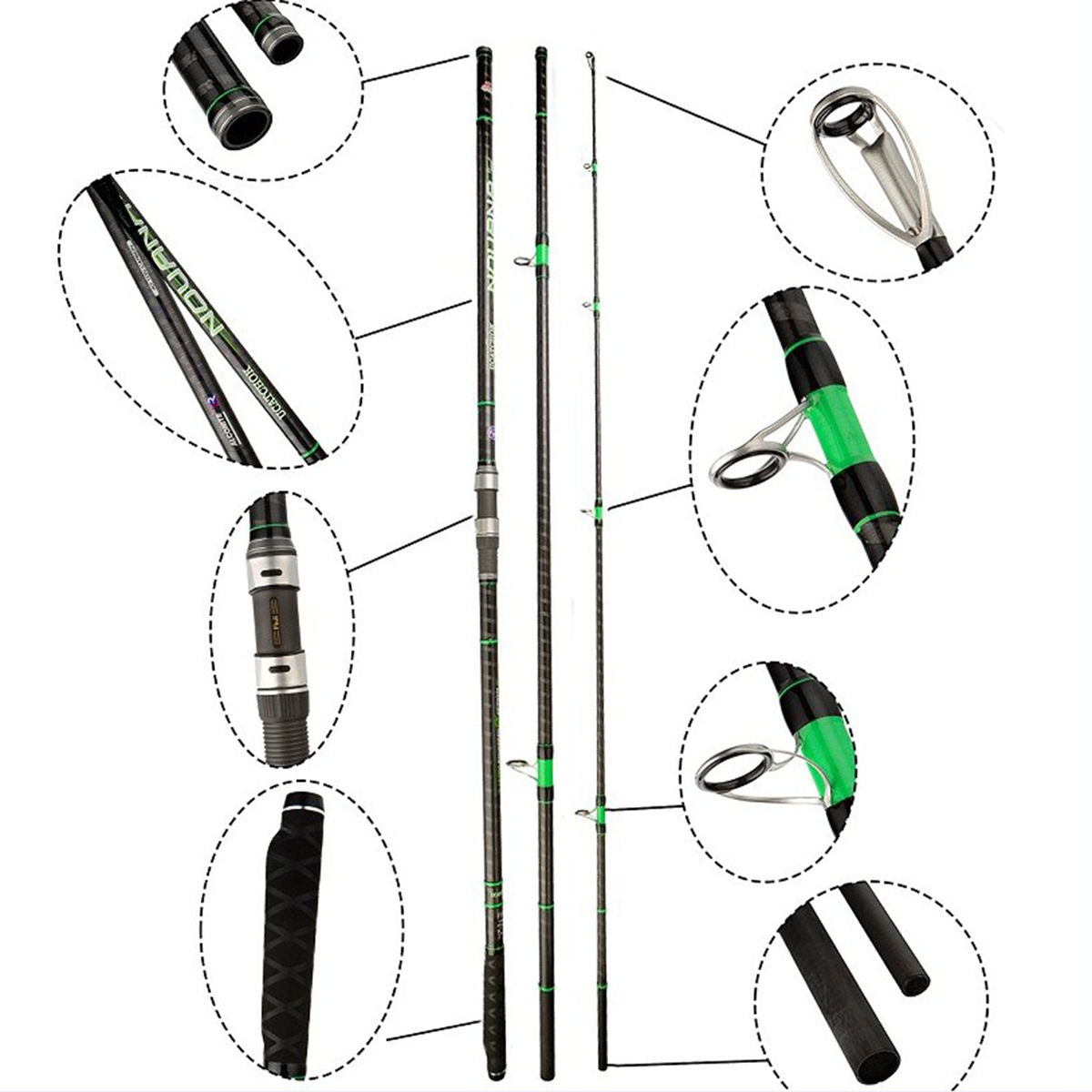 Full Fuji 4.5m Carbon Fiber Long Casting Rod, 3 Sections, 100g