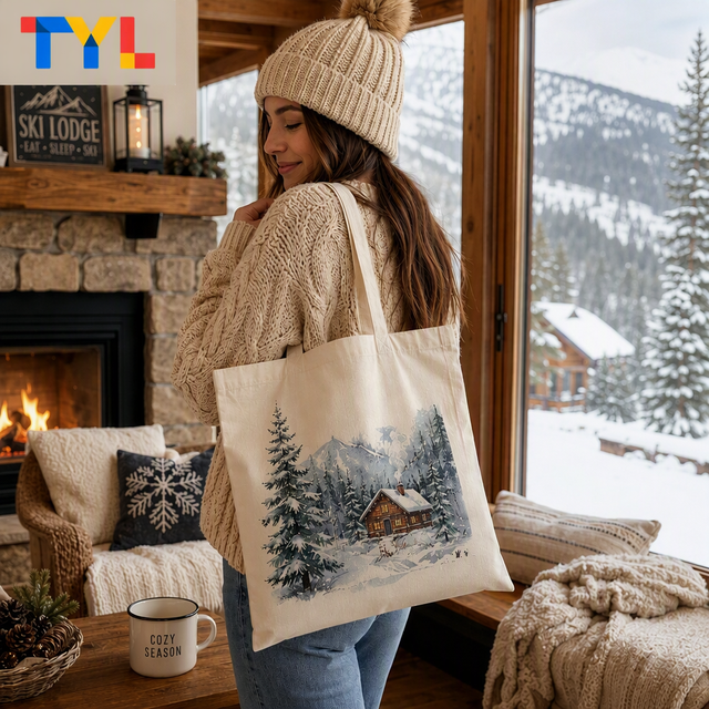 Wholesale Canvas Tote Bag Cotton Fabric Shopping Bags Eco Friendly Cotton Grocery Bag for Christmas Supermarket Use Custom logo