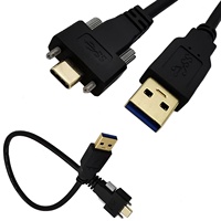 Cable USB 3.0 Macho a Macho USB 3.1 Tipo-C con Bloqueo de Tornillo para Montaje en Panel, Conductor de Cobre Puro y Blindaje Trenzado para Cámara de Computadora