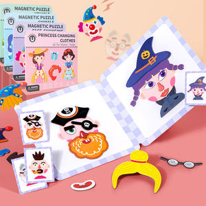 Nouveau livre de puzzle magnétique pour enfants CE Cross-Border Early Paperboard Printing Dress-Up Stickers Face-Changing Princess Look - Product Image 1