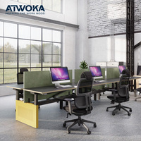 Escritorio Eléctrico Ajustable en Altura ATWOKA, Marco Metálico Anticolisión, de 640 mm a 1290 mm, para Varias Personas, para Oficina