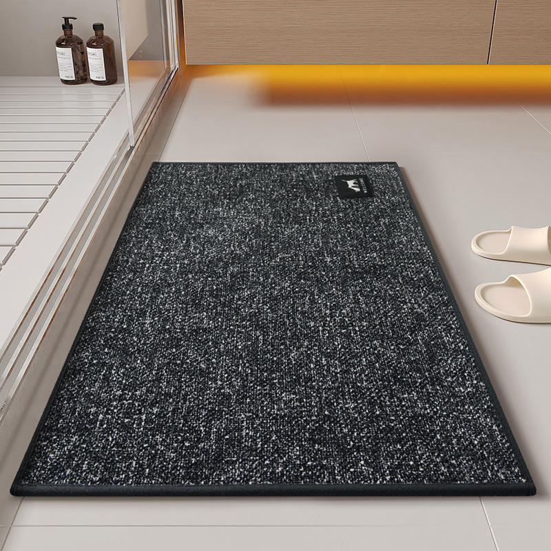 Tapis de bain en lin - marqué gris foncé