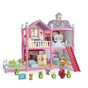 Nouveau design Toddler Playhouse 2-Story 4 Rooms Dollhouse Toy avec meubles et accessoires pour filles - Product Image 1