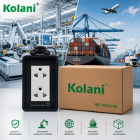 Caja de Conexión Industrial Kolani IP44 Impermeable para Montaje en Superficie, 16A 250V 3500W, Tomacorriente Universal Doble de 3 Pines, PVC Ignífugo para Exteriores