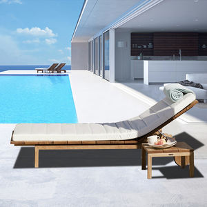 Meubles d'extérieur, coussins de siège épais imperméables, <span class=keywords><strong>chaise</strong></span> <span class=keywords><strong>longue</strong></span> de bord de piscine, lit en teck massif, chaises longues de piscine - Product Image 2