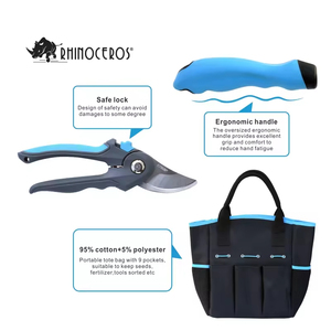 Rhinoceros, hoja de acero inoxidable de alta resistencia, mango de PP azul, cultivador, cuchara, juego de herramientas manuales de jardinería ecológica - Product Image 4