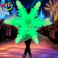 Costume gonflable flocon de neige portable avec ailes lumineuses LED pour défilé de Noël