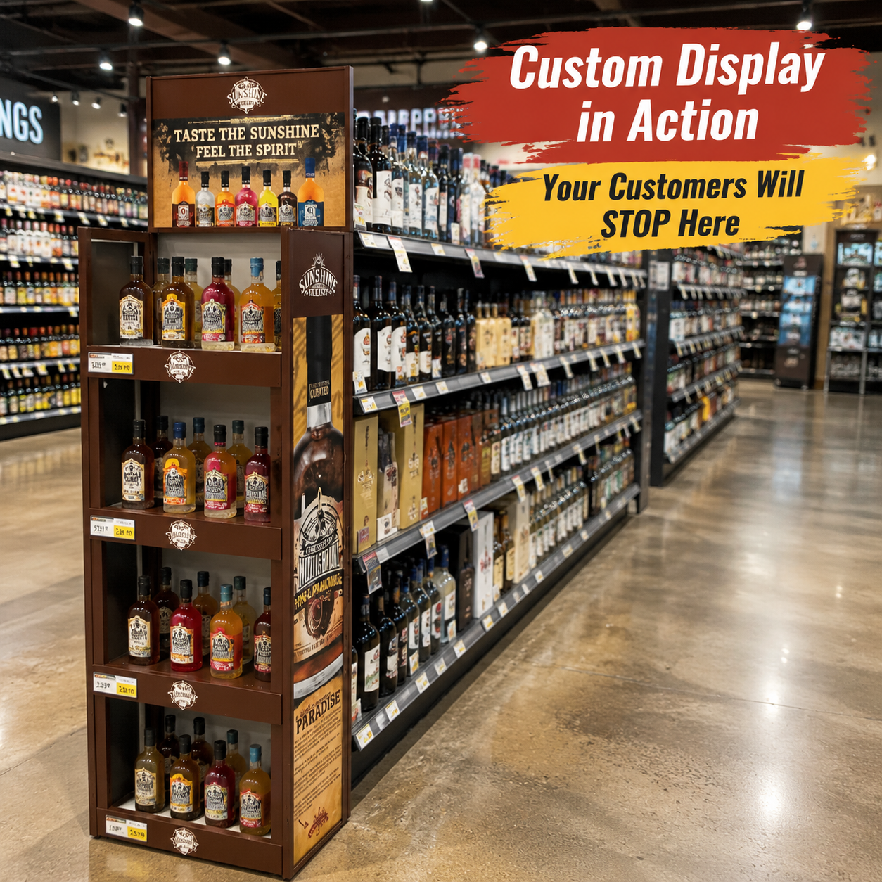 Wholesale Bulk Duty Metal Beverage Rack 4 Tier Floor Standing Liquor Wine Display Stand Factory Direct Retail Store Shelf Custom — view 2