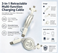 Kabel Data USB Type C Android 3-in-1 Pengisian Cepat dengan Logo Kustom Pabrik, Kabel Daya & Data Ponsel dengan Fitur 3.1