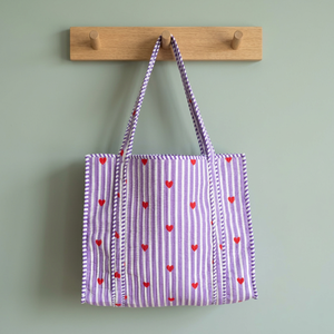 Bolso Tote de Algodón Acolchado Hecho a Mano con Diseño de Corazón, Bolso de Moda para Mujer, Bolsos Tote con Estampado Personalizado, Duraderos, Lavables y Ligeros - Product Image 3