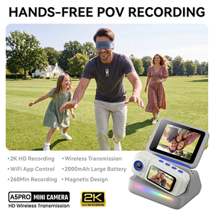 Mini Cámara WiFi <span class=keywords><strong>2</strong></span>.4G con Control por Aplicación, Pantalla de 1.47 Pulgadas, Cámara de Video Portátil para Ciclismo, Patinaje, Cámara de Acción Vestible - Product Image 2