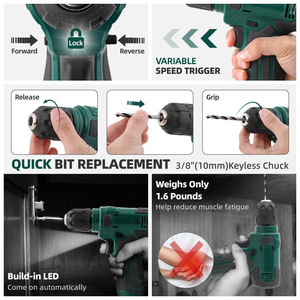 สว่านไฟฟ้าไร้สาย Hi-Spec 12V แรงบิดสูงสุด 50 นิวตันเมตร ปรับความเร็วได้ พร้อมอุปกรณ์เสริมสำหรับการเจาะและขันสกรู - Product Image 4