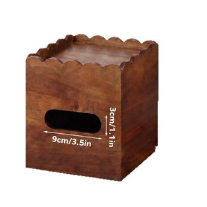 Caja de pañuelos de madera con bandeja organizadora para maquillaje y uso en el escritorio, diseño cuadrado de madera maciza - Product Image 5