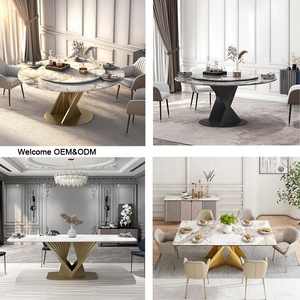 78.7 英寸餐桌底座现代青铜色餐桌支架长方形不锈钢底座带大理石桌面 - Product Image 4